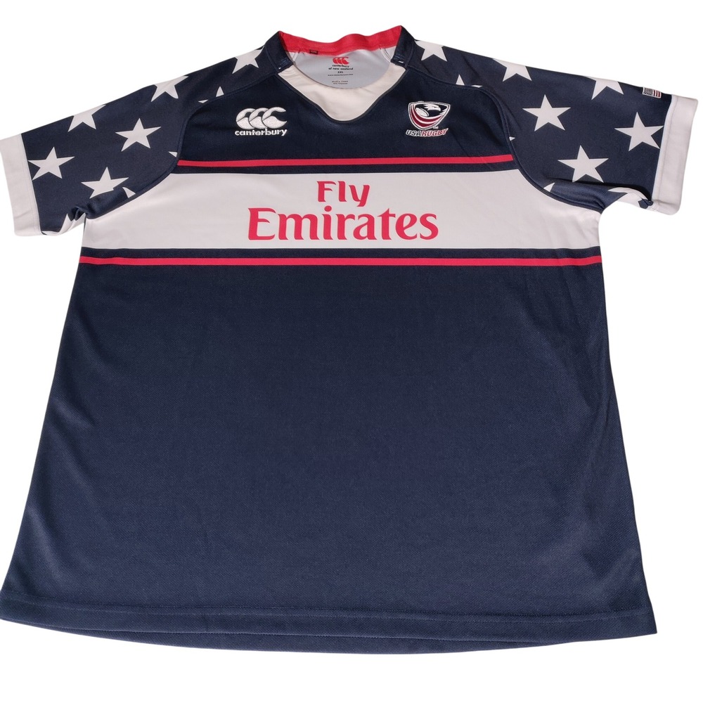 Canterbury USA Rugby Jersey Men 3XL Navy Blue Stars Fly Emirates Shirt